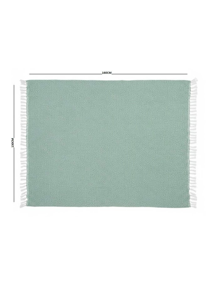 Ambrosia 130 x 160 cm Cotton Knitted Throw Sage Green Blanket 400GSM Soft Decorative Sofa Cover Bed Runner Boho - Image 3